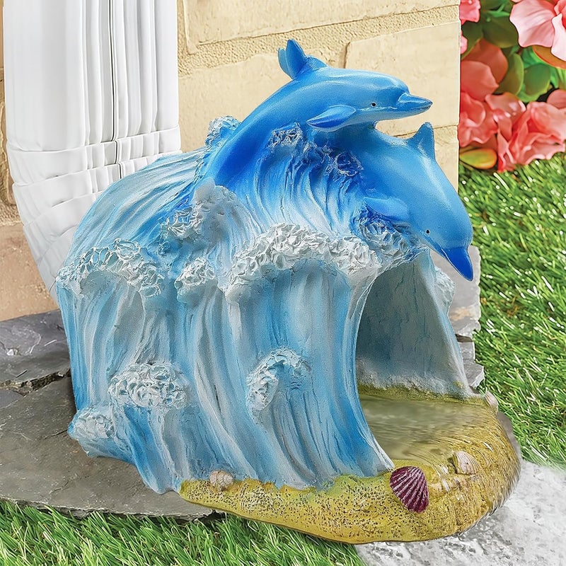 Euiroet Dolphin Gutter Downspout Extender - Eco-Friendly Resin Garden Animal Statue, Decorative Outdoor Sculpture, Splash Block, Rain Diverter, 3x4 Downspouts, Perfect Yard Ornament Gift - Image 1